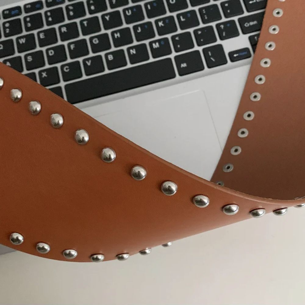 Gothic Rivet Waist Belt Punk Style Dress Jeans Belt Fashion Wide Women's Belt  Streetwear
