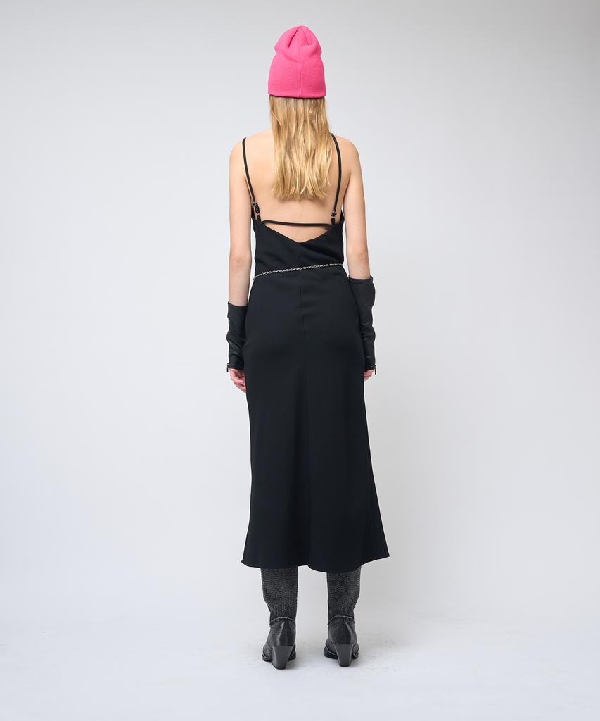 320SHOWROOM Feminine Line Sleeveless Slit Long Dress Black