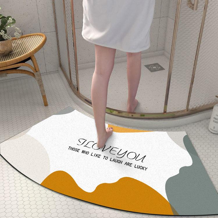Diatom Mud Floor Mat Arc-shaped Dirt-resistant Anti-slip Mat Household Absorbent Bathroom Floor Mat Bathroom Door Simple Foot Mat