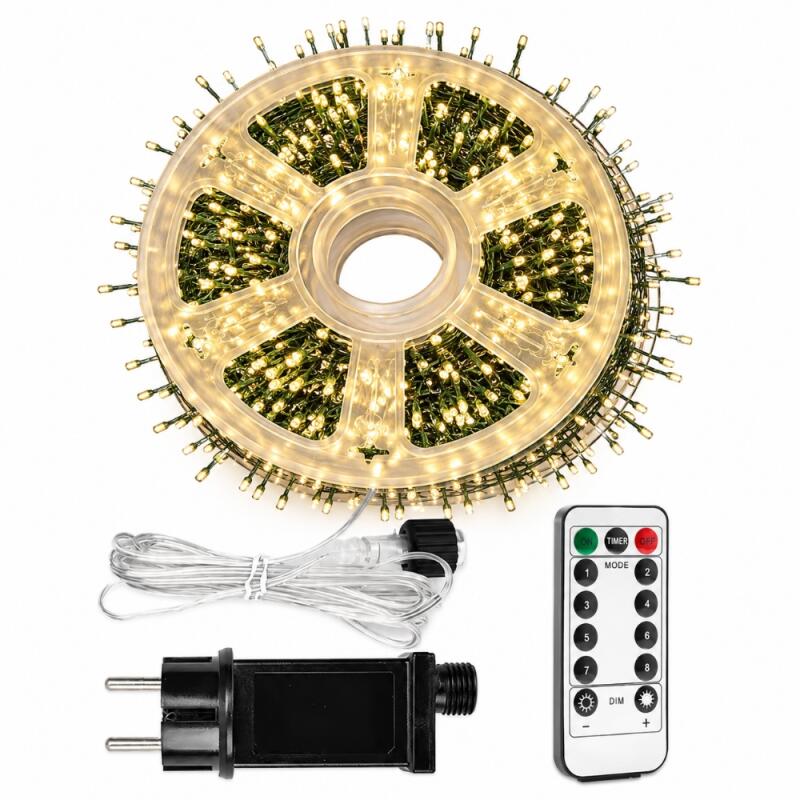 LED Cluster String Lights with Remote Control, 8 Lighting Modes, Green Wire for Christmas Tree and Indoor Holiday Decor