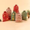 Hot Stamping Christmas Cotton and Linen Bundle Pocket Christmas Gift Accessory Storage Bag Various Bags for Holiday Decoration