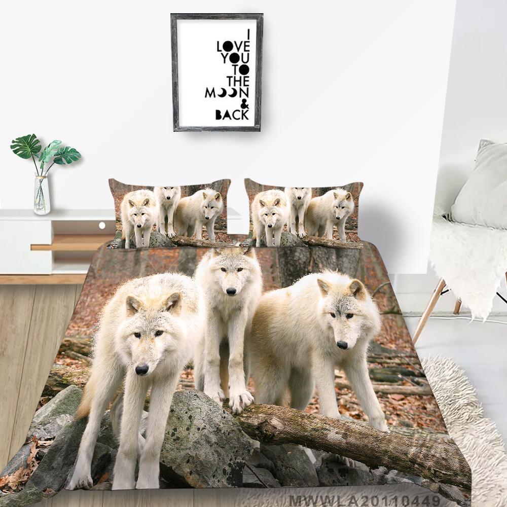 2023 New Style Wolf Print Bed Quilt Cover Comforter Duvet Covers Breathable Kids Friend Gift Cool Creative Home Decor Washable Bedclothes