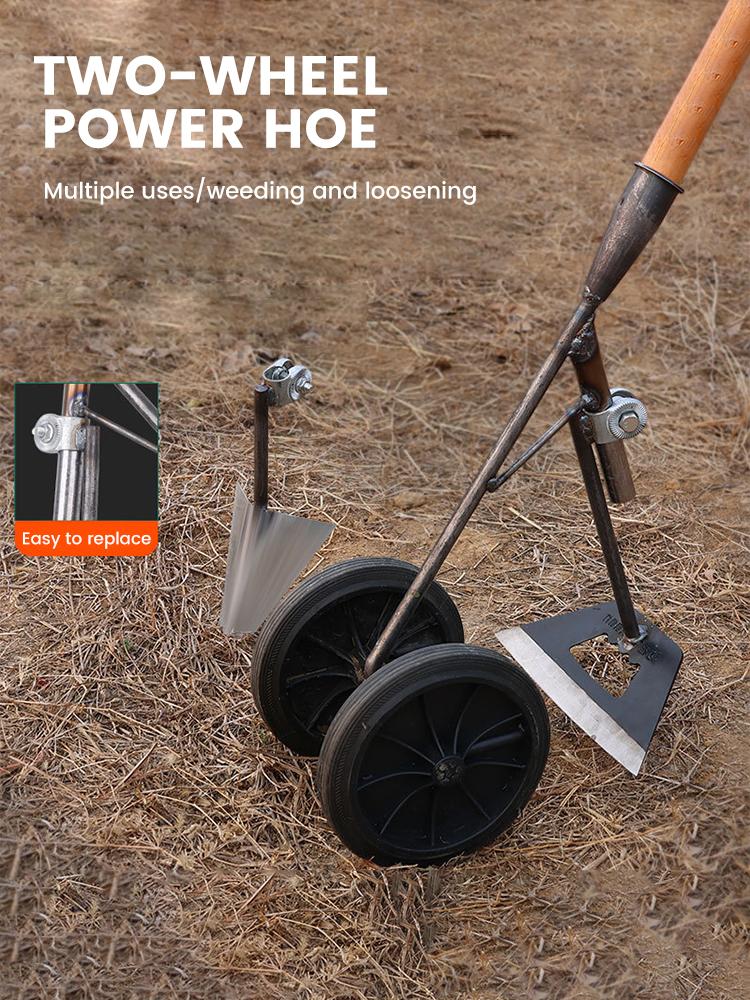 3 In 1 Multifunctional 2Wheels Power-Assisted Weeding Scarifying Hoe, Ditching And Scarifying Triangular Hoe, Agricultural Tools