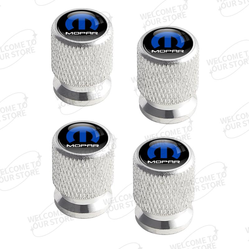 AUM1 Aluminum For Mopar Performance Logo Ram Charger Chrysler Cherokee 4pcs Car Decor Wheel Tire Valve Caps Stem Cover Accessories