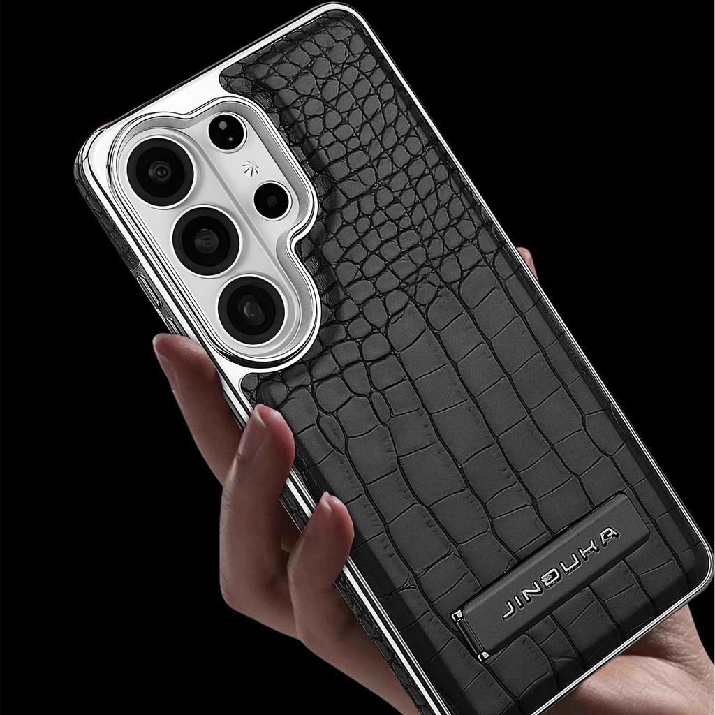 Premium Crocodile Grain Leather Magnetic Phone Case for Samsung Galaxy S26 Ultra S25 Edge S24 Plus S23 Bracket Plating Cover
