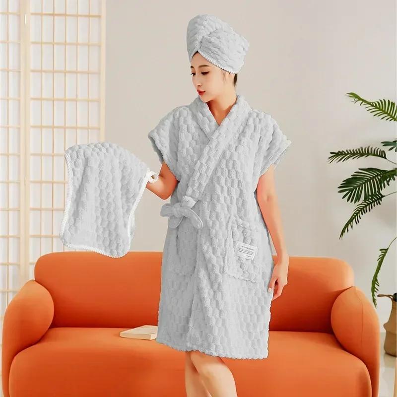 Household Wearable Wrappable Cloud Velvet Strap Bath Skirt Warp Knitted Coral Velvet Bathrobe Style Summer Bath Towel