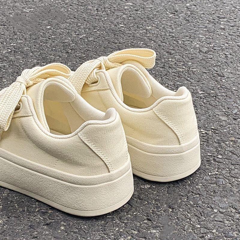 Thick-soled women's shoes, niche casual shoes, versatile canvas shoes, fashionable temperament shoes