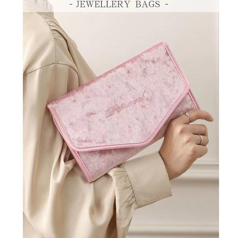 Foldable Portable Travel Jewelry Bag for Necklace Earrings Rings Jewelry Case Organizer Journey Storage Bags for Women Girls