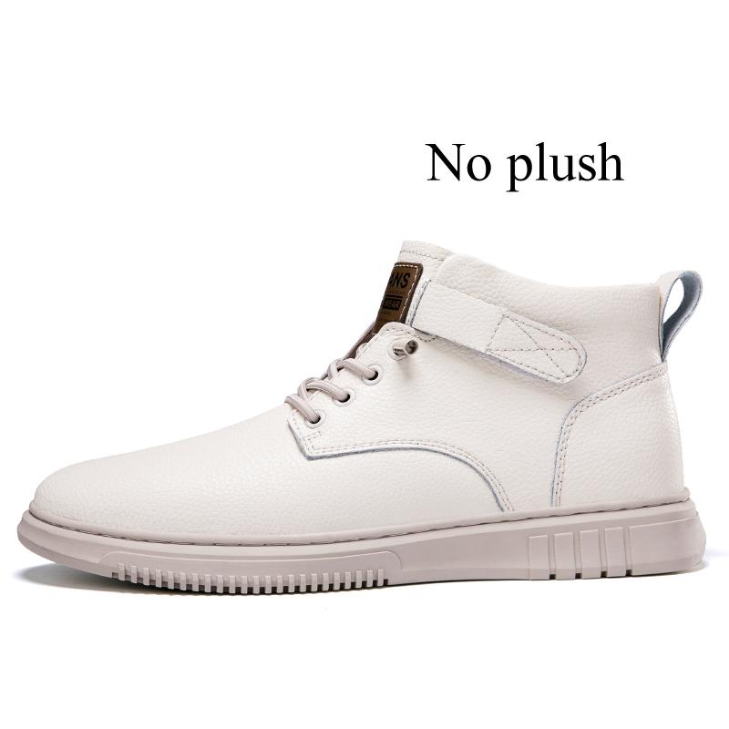 Mens Casual Leather Boots Fashion Ankle Short Boot Winter Super Warm Plush Big Size 47 48