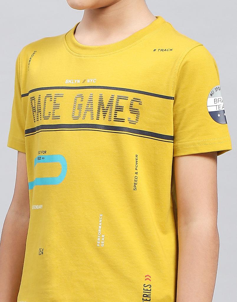 Monte Carlo Boys Yellow Printed Round Neck T-Shirt