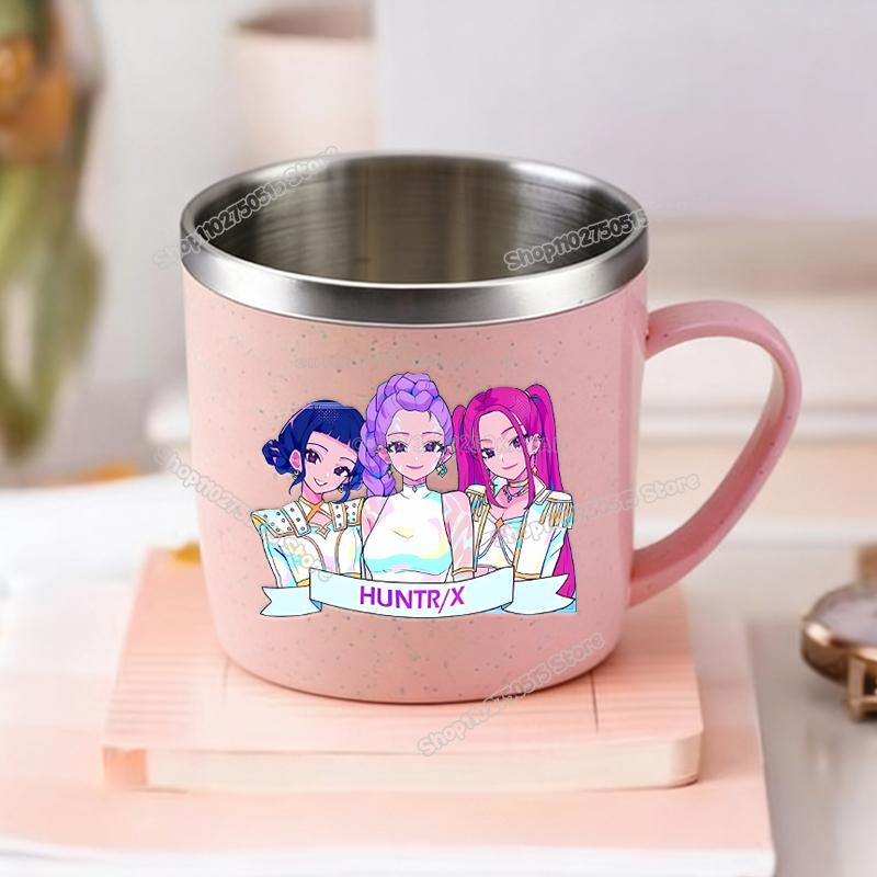 KPop Demon Hunters Children Home Water Cups Cartoon Stainless Steel Milk Mugs School Office Coffee Tea Adorable Girl Drink Cups