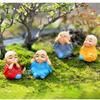 New 4Pcs/Set Resin Little Monk Figurines Cute Buddha Statues Micro Landscape DIY Ornaments For Flower Pot Garden Decor