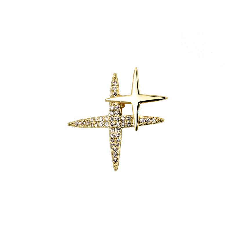 Japanese-Korean Style Star Zirconia Brooch Anti-Exposure Lapel Pin