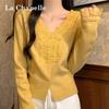 La Chapelle Women's French V-Neck Lace Knit Cardigan