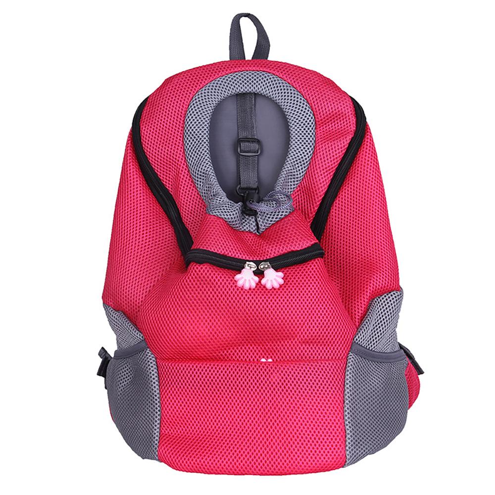

Pet Bag Carrier Dog Backpack Portable Travel Cat Front Bag Mesh Outdoor Hiking Double Shoulder Sports Pet Backpack S ярко-розовый