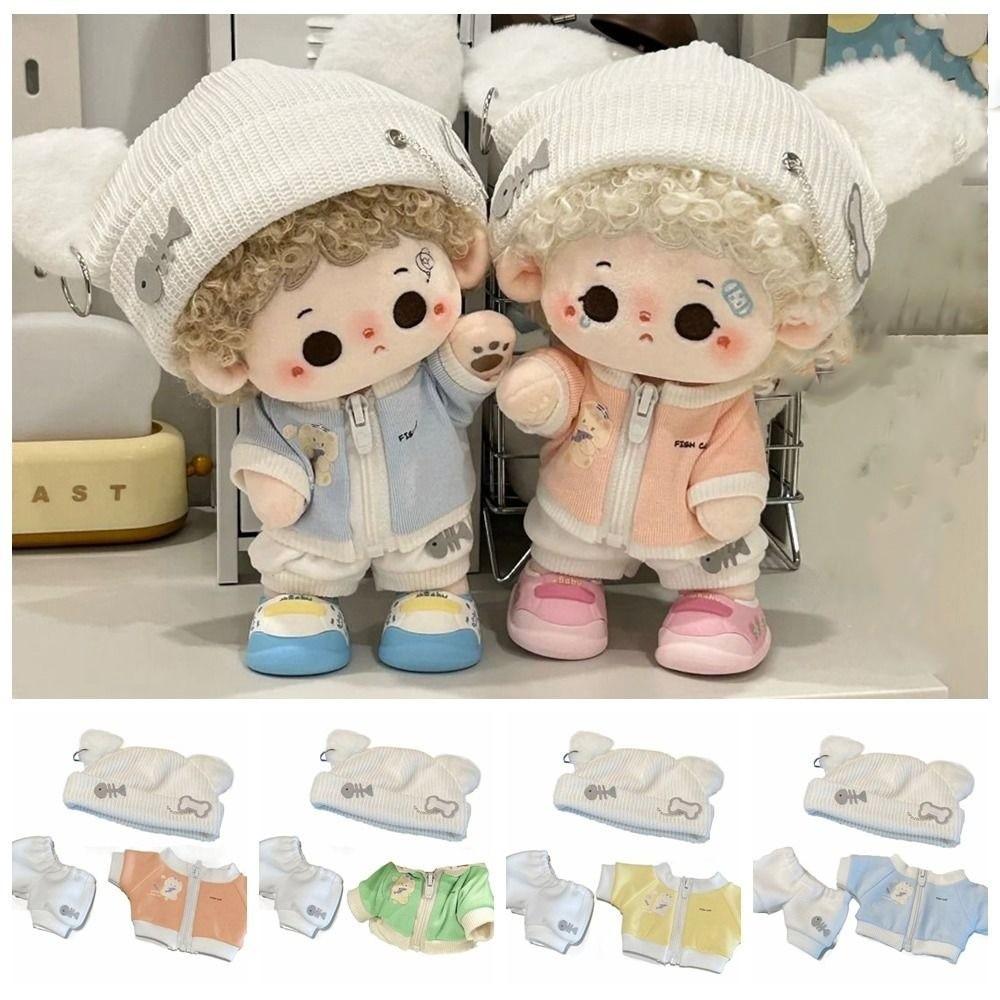 Cat Jacket 20cm Cotton Doll's Clothes Fishbone Pants Cotton Doll Outfit Multi Color Cute Hat Doll Clothes Set Kids Girls Toys
