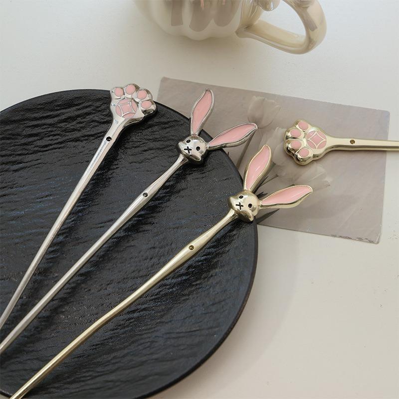 Cute and Playful Cartoon Rabbit Kitten Paw Metal Girl Ladies' Hairpin Banquet Party Performance Hair Hairpin Versatile Headwear