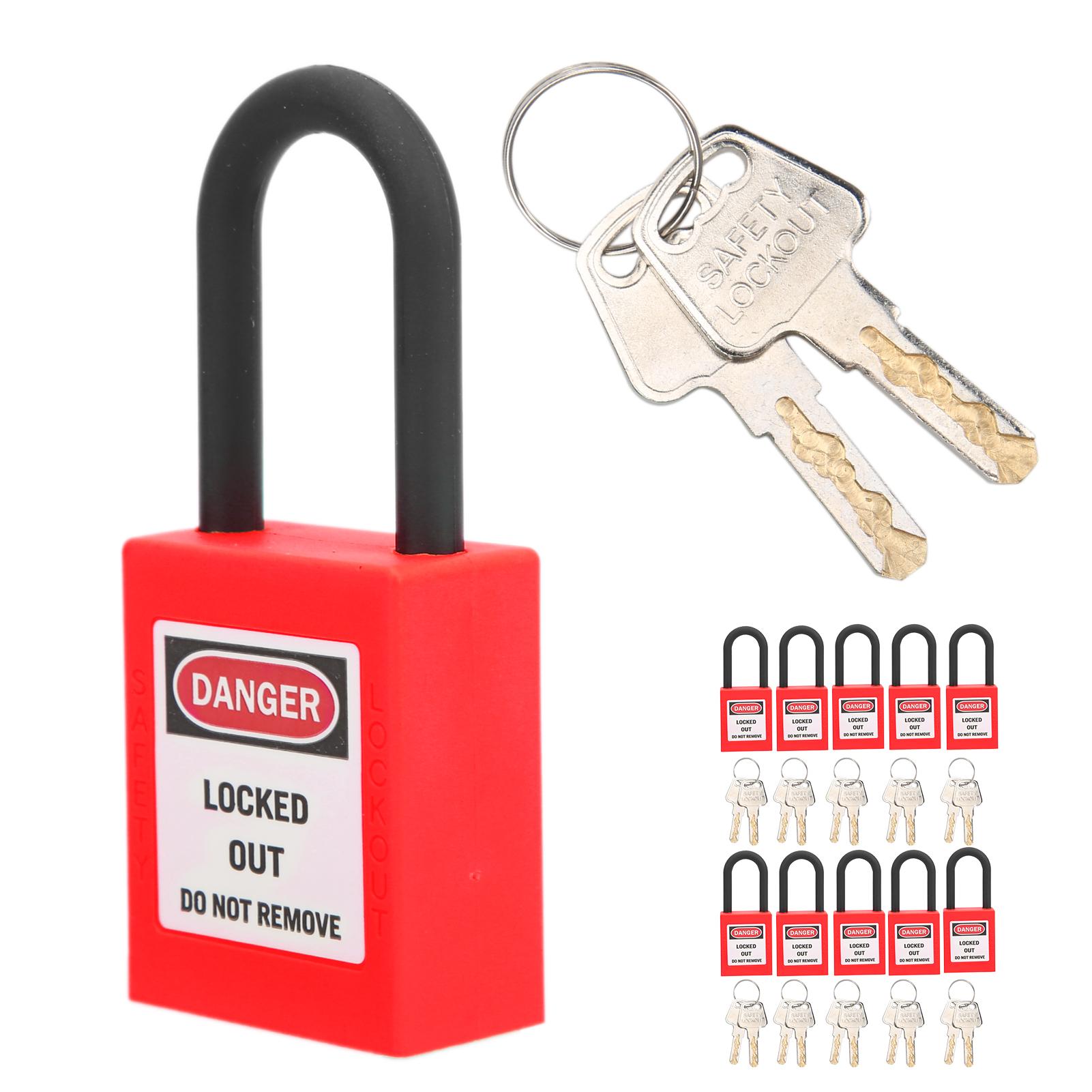 10 Sets 38mm Lockout Lock Dustproof Nylon Industrial Engineering Insulation Security Tool for FactoriesRed