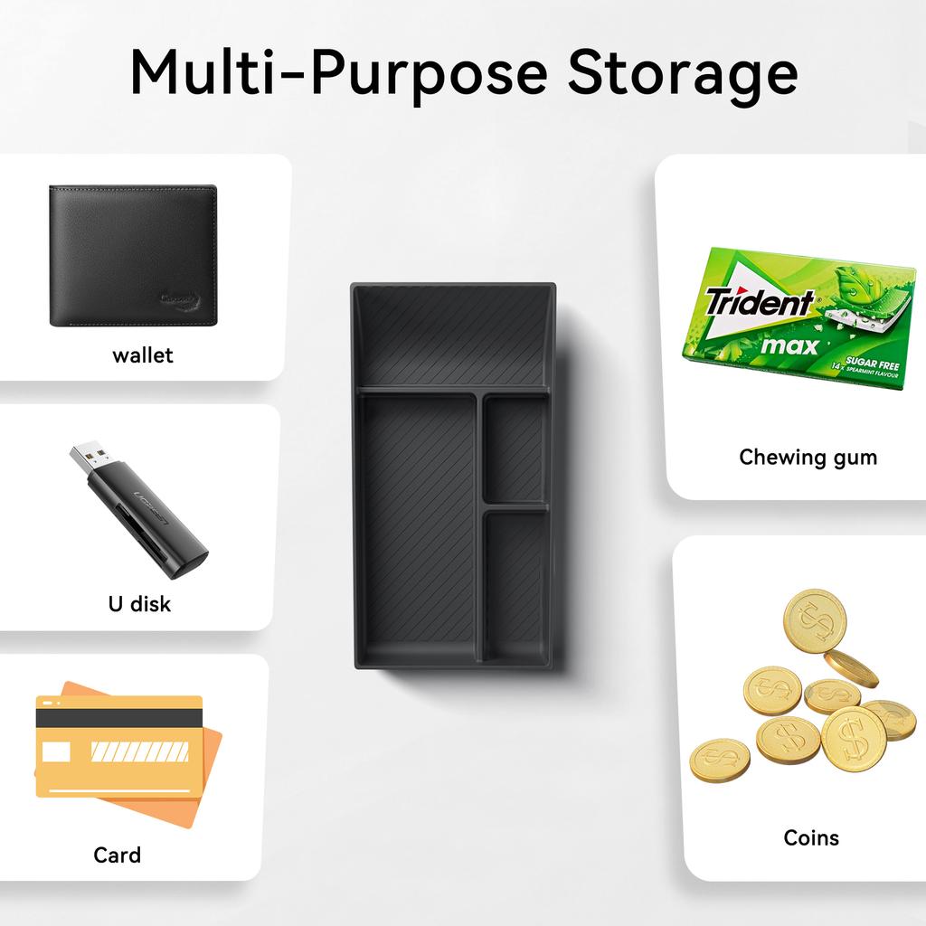 For Tesla Model Y Juniper/Launch 2025 Center Console Lower Layer Storage Box Organizer Tidying Interior Accessories Storage Tray