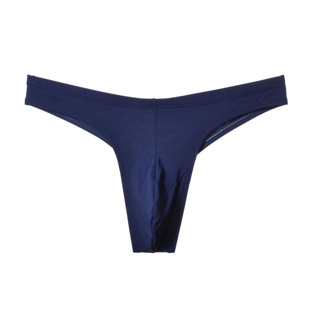 Solid Color Men Underwear Men's Low-rise Elastic Waistband Thong Briefs Seamless Sport Style Panties Breathable Cotton U-convex