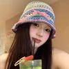 Handmade Knitted Bucket Hats Bow Ribbon Weave Hats Korean Hollow Basin Cap  Outdoor