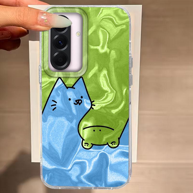 For Samsung Galaxy A56 A36 A16 A25 A35 A53 A26 S25 S24 S23 S22 Plus Ultra FE Phone Cover Cute Purple Cat For Samsung A55 TPU Bag