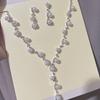New French Celebrity Sparkling Diamond Pearl Necklace Super Fairy Light Luxury Versatile Earrings Women's Premium Dress Accessories