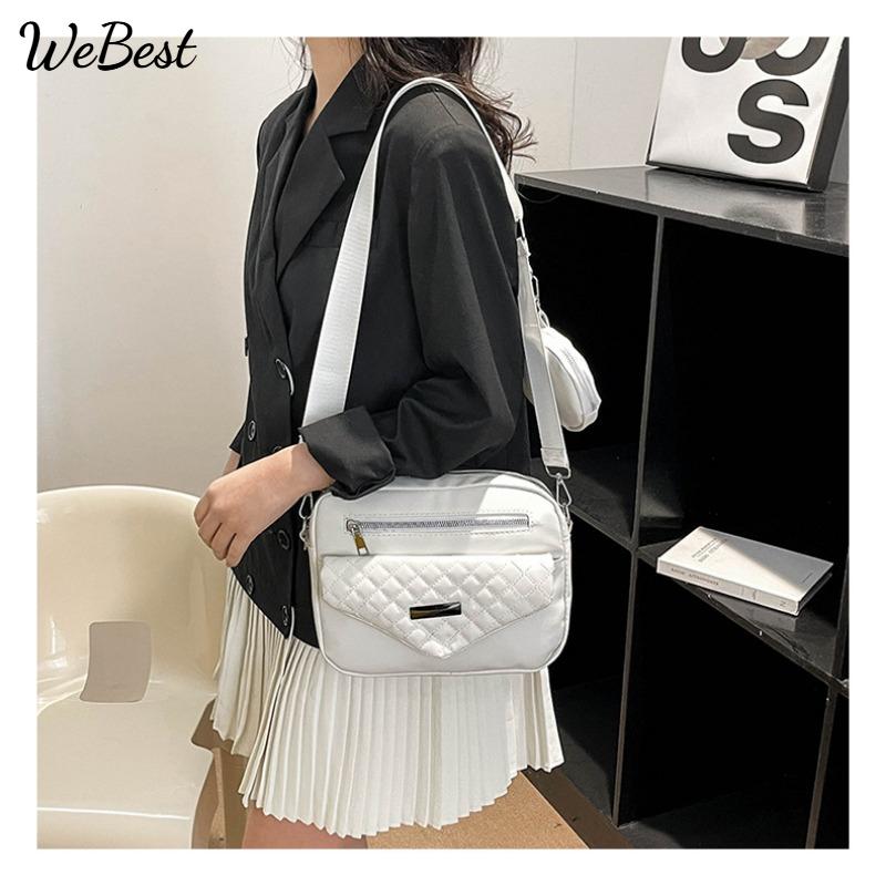 Female Diamond Grid Single Shoulder Crossbody Bag