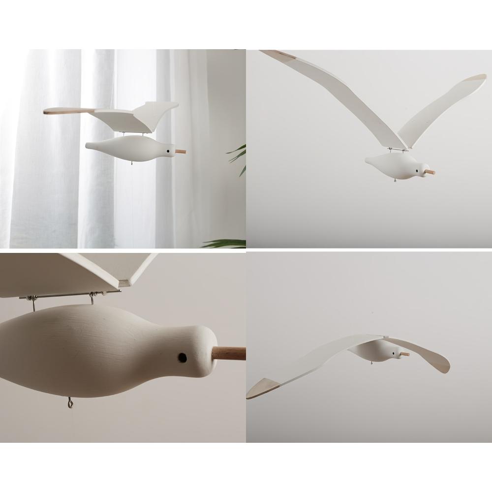Hanging Wooden Seagull Decor,Flying Seagull Ornament,Creative Ceiling Pendant for Kids Room,B&B and Hotel