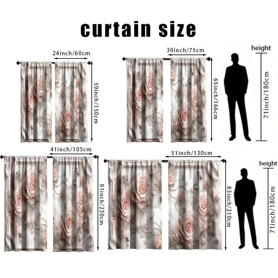 2pcs European style curtains   the perfect choice for dreamy window decoration   embossed roses   and drawbar pocket curtains