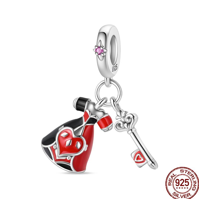 Copper Magician Circus Playing Cards Teddy Bear Charm Beads Suitable Fit Pan Original Bracelet Diy Jewelry