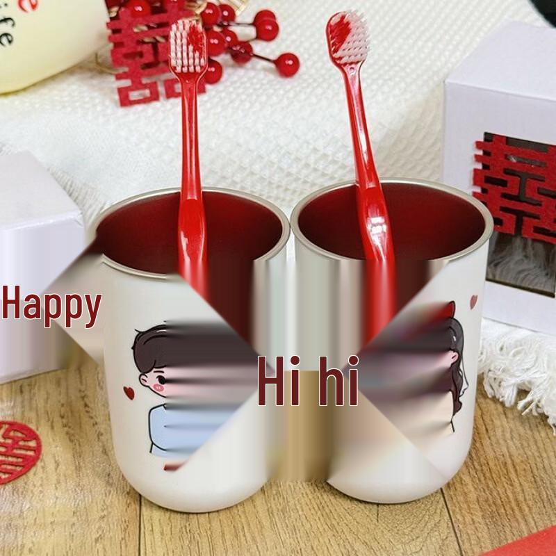Handon Stainless Steel Couple Mouthwash Cup Set