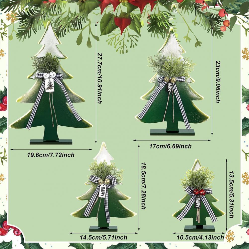 Christmas Table Decorations Christmas Tree Ornament Rustic Wooden Christmas Tree Decor with Bell Ornaments for Farmhouse Table