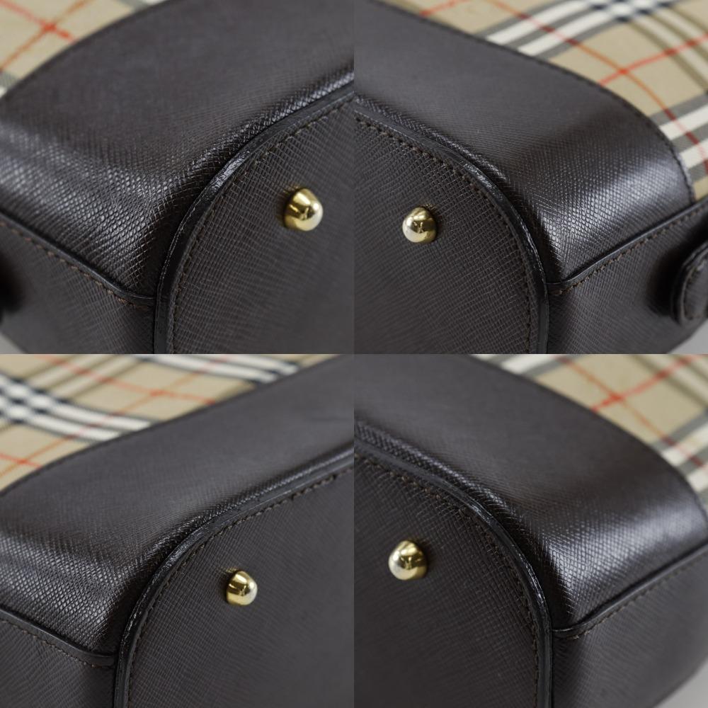 Burberry Nova Check Shoulder Bag Brown Canvas/leather Women Used