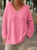 New Women's Casual V-neck Long-sleeved Pullover Loose Pure Color Multi-color Women's Top Sweatshirt
