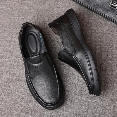 Leather Shoes Men's Cowhide One-pedal Middle-aged Casual Non-slip Soft-soled Driving Dad Shoes Loafers Men