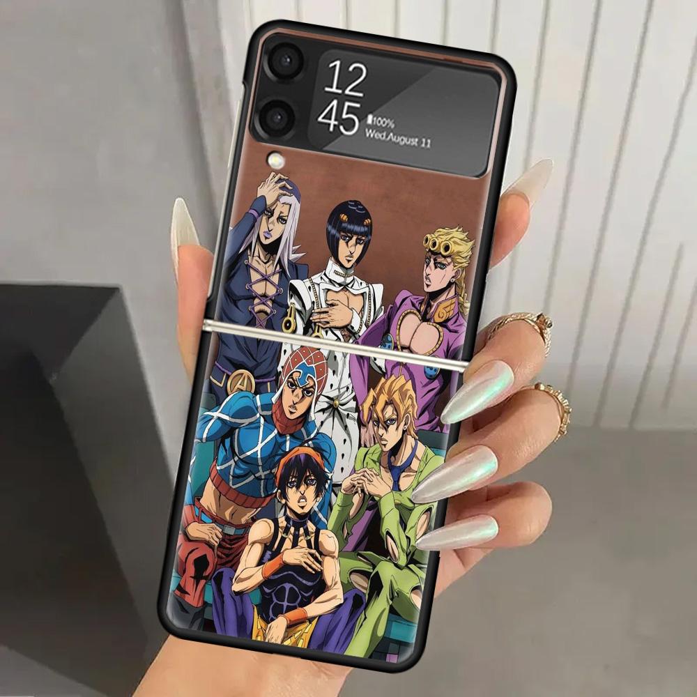 JoJo Bizarre Adventure Golden Wind Hard PC Phone Case For Samsung Galaxy Z Flip 7 6 5 4 3 Black ZFlip7 ZFlip6 Flip5 Flip4 Flip3