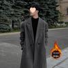 Men's Korean Style Over-the-Knee Wool Winter Coat - Thickened, Mid-Length, Loose Fit