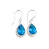 Swiss Blue Topaz Gemstone 925 Sterling Silver Handcrafted Women's Earrings 1.40" EE-9-6