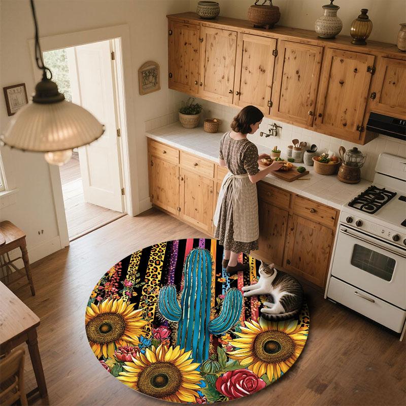 Plants pattern round rug,Carpet Rug for Living Room Bedroom Playroom ,Non-slip Floor Mat,Holiday Gifts and Birthday Gifts.