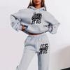 Women's Autumn Letter Print Hooded Sweatshirt Set