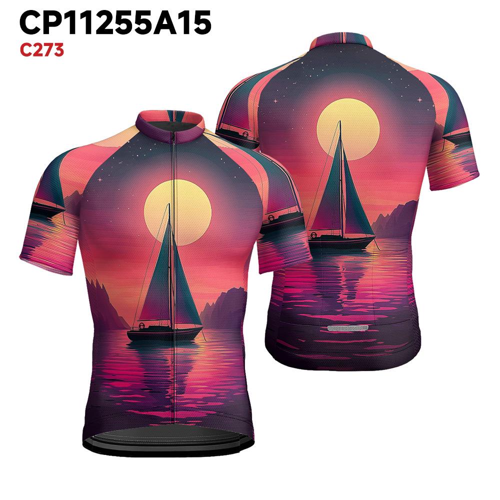 

Мужская быстросохнущая велосипедная футболка с узором «Закат» S