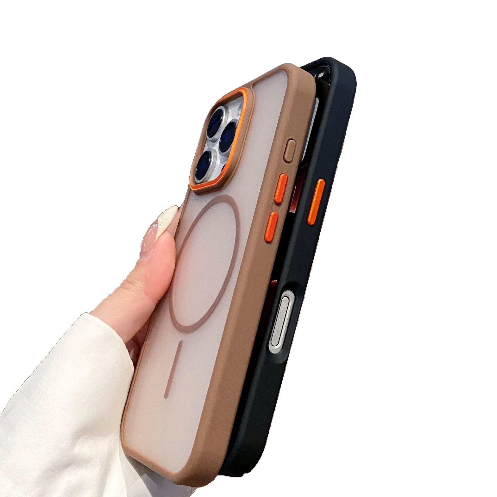 

Apple iPhone 15 Semi-Transparent Matte Magnetic Protective Case with Color-Block Design iPhone 13