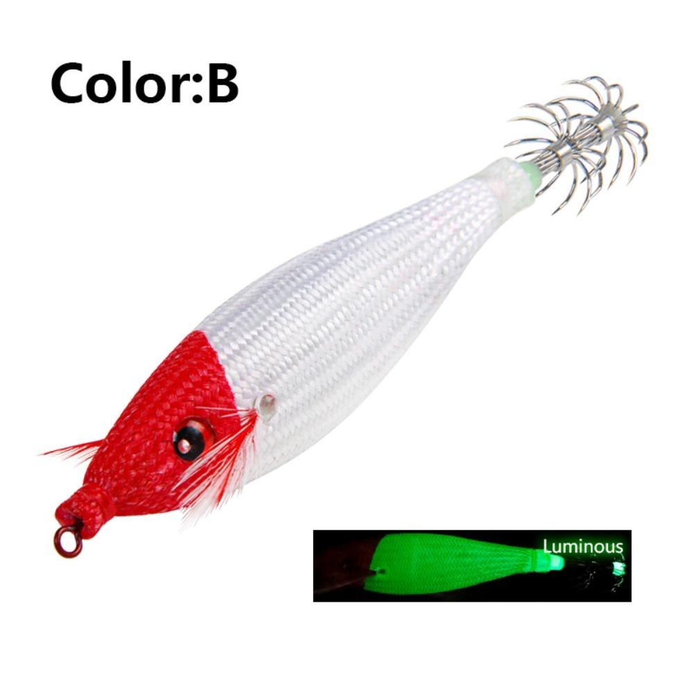 

Glow in Dark Jigging Fishing Lure Artificial Plastic Squid Bait Artificial Squid Hook Boat Fishing B
