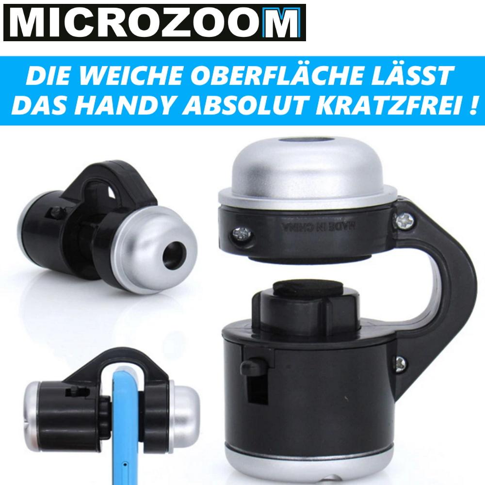 MICROZOOM Mobilní telefon Smartphone Mikroskop Makro objektiv LED 30x zvětšení Tablet Lupa