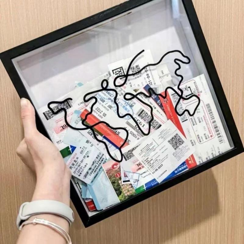 Adventure Archive Box Travel Shadow Box Po Frame Memory Box For Ticket Stamp Collection Holder Money Saving Boxes