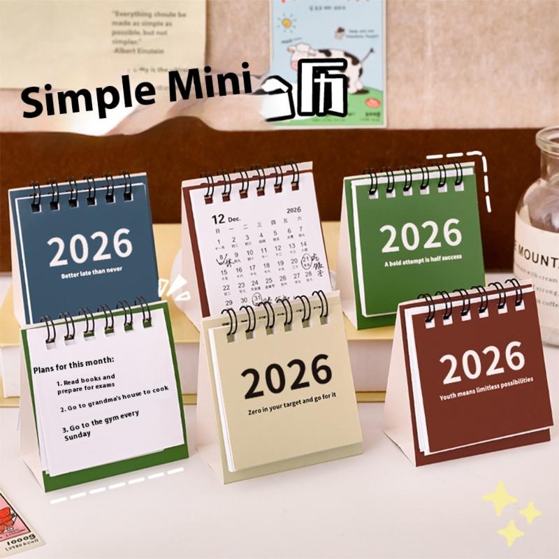 2025-2026 Mini Simple Calendar Small Desk Calendar Creative Coil Calendar Planner Desktop Decoration Office Stationery