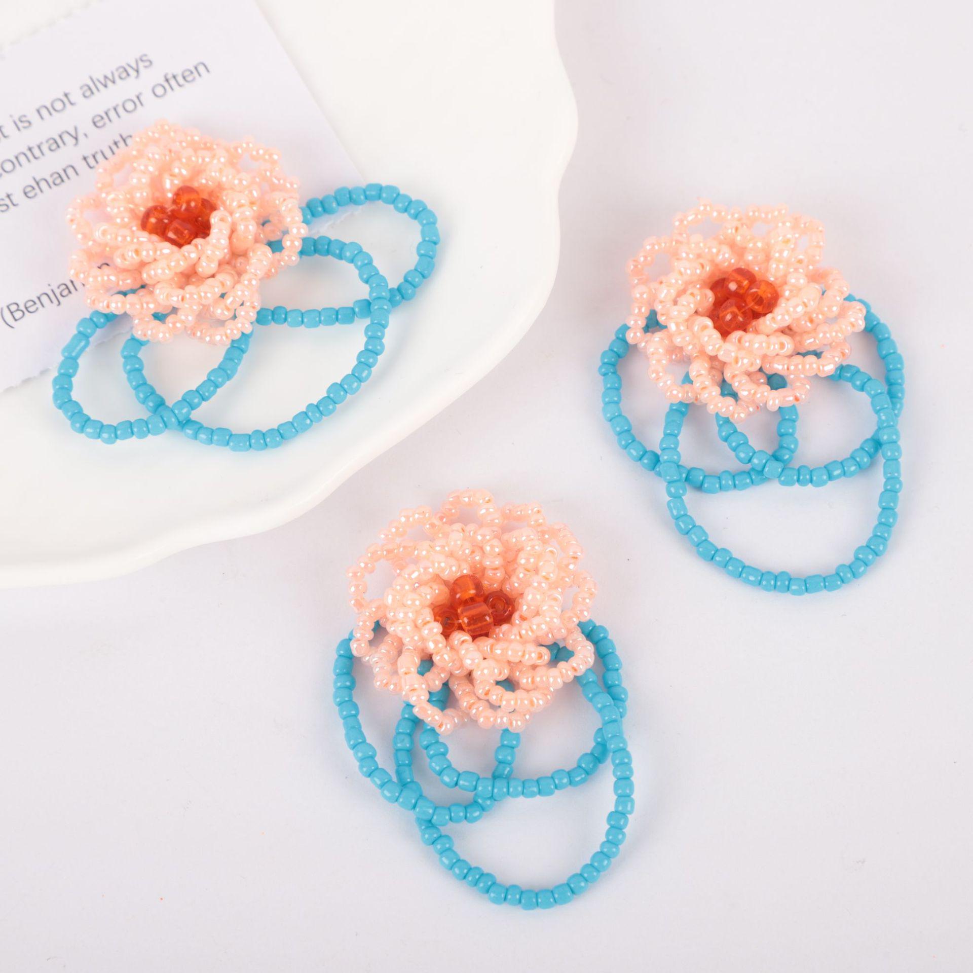 

Y2K Spicy Girl Color Block Tassel Bead Flower Earrings - Unique Women s Beach Style Accessories