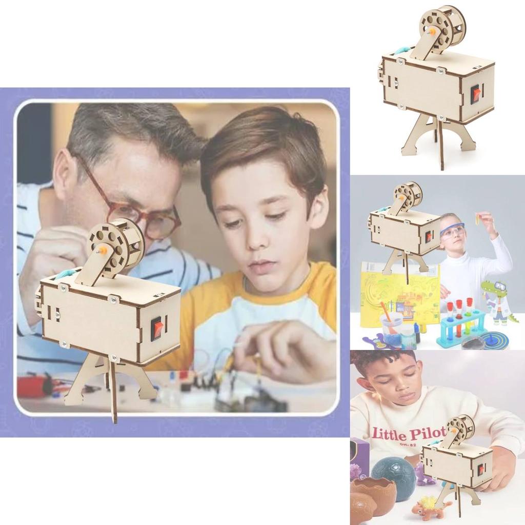 Wooden Diy Science Projector Kit Fun Physics Experiment Toy For Elementary School Students R-61