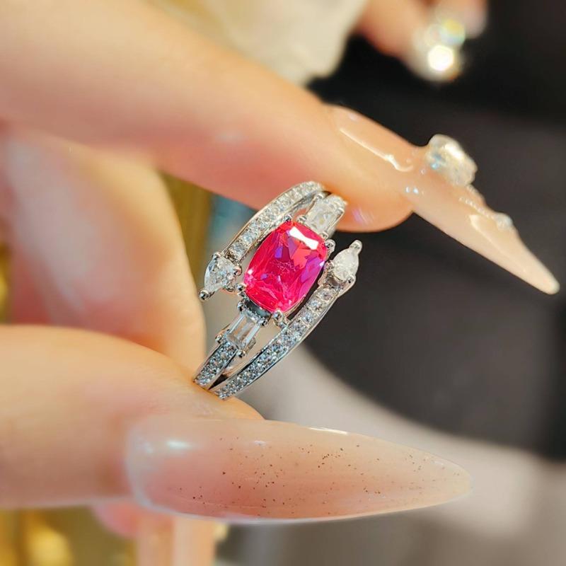 

SACE GEMS классическое кольцо из медного сплава с цирконом женские ювелирные изделия свадебный подарок для вечеринки E красный